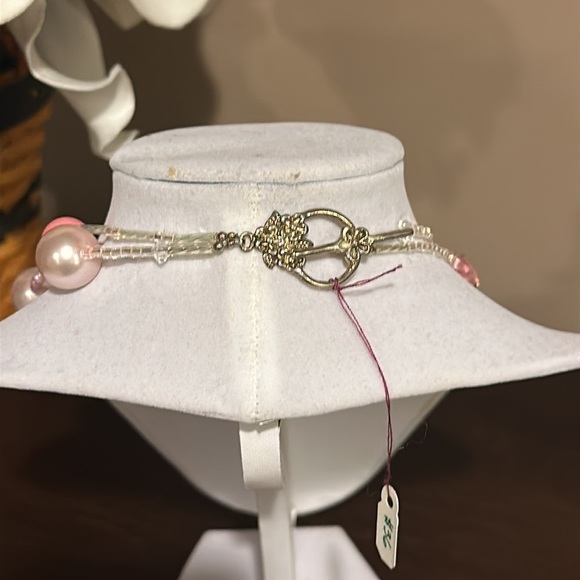 New Handmade Semi-Precious Pink and Clear Necklace - Picture 3 of 3